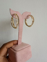 Load image into Gallery viewer, Gold diamond encrusted hoops
