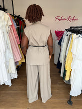 Load image into Gallery viewer, Brown belted sleeveless suit
