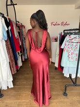 Load image into Gallery viewer, Brown maxi open back satin maxi dress
