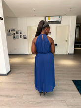 Load image into Gallery viewer, Blue chiffon maxi belted dress
