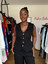 Load image into Gallery viewer, Black linen sleeveless two piece
