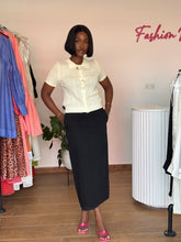 Load image into Gallery viewer, Cream knit polo top
