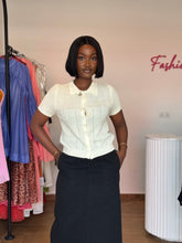 Load image into Gallery viewer, Cream knit polo top
