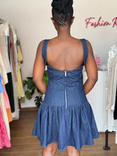 Load image into Gallery viewer, Mini denim fit and flair dress
