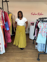 Load image into Gallery viewer, Lemon green polka dot maxi skirt
