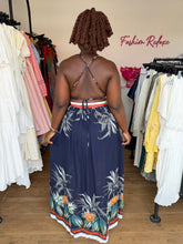 Load image into Gallery viewer, Blue floral cut out open back maxi dress
