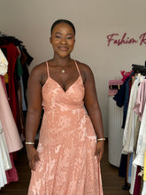 Load image into Gallery viewer, Peach patterned maxi wrap dress
