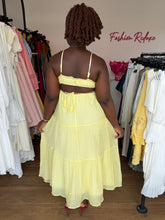 Load image into Gallery viewer, Yellow sleeveless cutout open back midi dress
