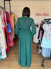 Load image into Gallery viewer, Green longsleeves belted chiffon maxi dress
