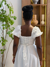 Load image into Gallery viewer, White milkmaid corset midi flair dress
