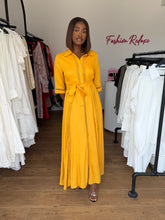 Load image into Gallery viewer, Mustard belted maxi shirt dress

