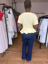 Load image into Gallery viewer, Yellow ribbed peplum top
