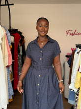 Load image into Gallery viewer, Denim maxi belted dress
