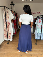 Load image into Gallery viewer, Deep blue maxi pleated skirt
