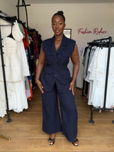 Load image into Gallery viewer, Navy blue belted two piece

