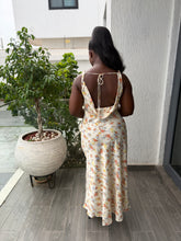 Load image into Gallery viewer, Floral satin open back maxi dress
