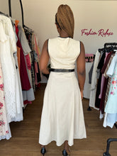 Load image into Gallery viewer, Nude black belted maxi dress

