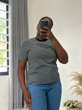 Load image into Gallery viewer, Deep blue stripped cotton tshirt
