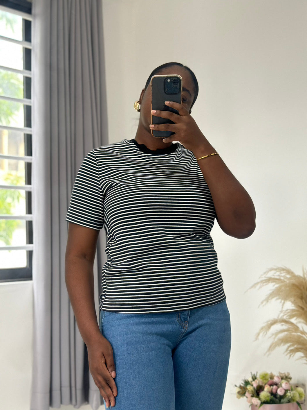 Deep blue stripped cotton tshirt