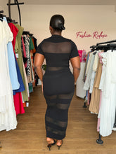 Load image into Gallery viewer, Black transparent maxi bodycon dress
