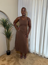 Load image into Gallery viewer, Brown and white polka dot maxi dress
