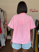 Load image into Gallery viewer, Pink and white striped short sleeves shirt
