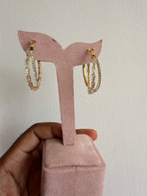 Load image into Gallery viewer, Gold diamond encrusted hoops
