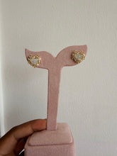Load image into Gallery viewer, Gold encrusted heart shaped earrings
