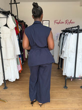 Load image into Gallery viewer, Navy blue belted two piece
