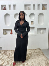 Load image into Gallery viewer, Black stretchy long sleeves maxi bodycon dress
