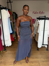 Load image into Gallery viewer, Blue rhinestone detail sleeveless dress
