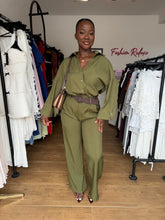 Load image into Gallery viewer, Army Green belted two piece

