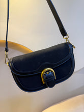 Load image into Gallery viewer, Black suede gold detail side bag
