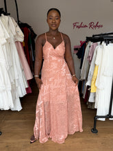 Load image into Gallery viewer, Peach patterned maxi wrap dress

