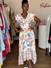 Load image into Gallery viewer, Multi colored maxi open back dress
