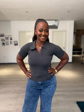 Load image into Gallery viewer, Grey knit ribbed top
