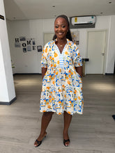 Load image into Gallery viewer, Multi coloured puff sleeves shift dress
