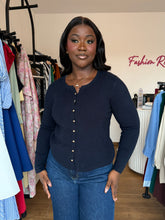 Load image into Gallery viewer, Navy blue gold detail sweater
