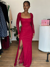 Load image into Gallery viewer, Red long sleeves cut out maxi dress
