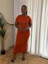 Load image into Gallery viewer, Burnt orange knit button detail two piece
