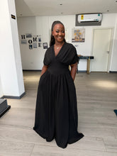 Load image into Gallery viewer, Black elastic waist maxi dress
