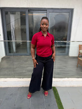 Load image into Gallery viewer, Deep blue tie waist flair jeans
