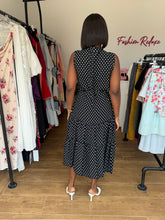 Load image into Gallery viewer, Black and white polka dot sleeveless polka dot dress
