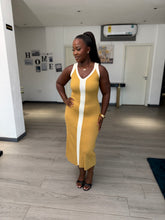 Load image into Gallery viewer, Mustard ribbed midi knit dress
