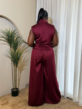 Load image into Gallery viewer, Burgundy satin two piece
