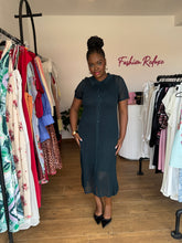 Load image into Gallery viewer, Deep green net midi polo dress

