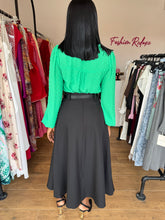 Load image into Gallery viewer, Black belted midi flair skirt
