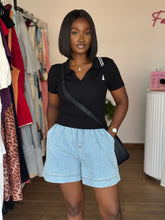 Load image into Gallery viewer, Black and white polo top
