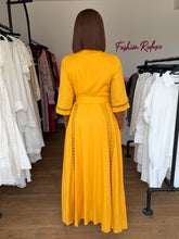 Load image into Gallery viewer, Mustard belted maxi shirt dress
