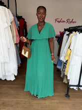 Load image into Gallery viewer, Green pleated open back maxi dress
